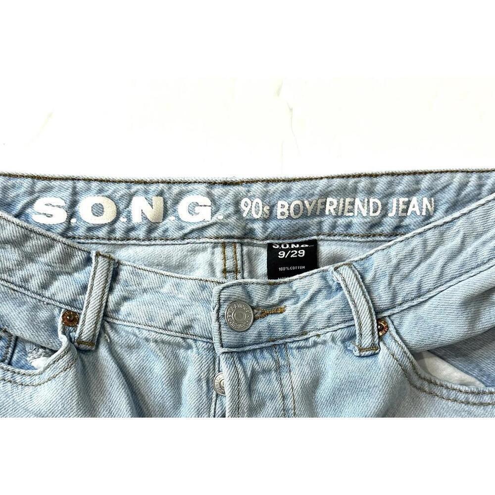 S.O.N.G. 90s Boyfriend Jeans Destroyed Light Blue Size 9/29 - Picture 9 of 15